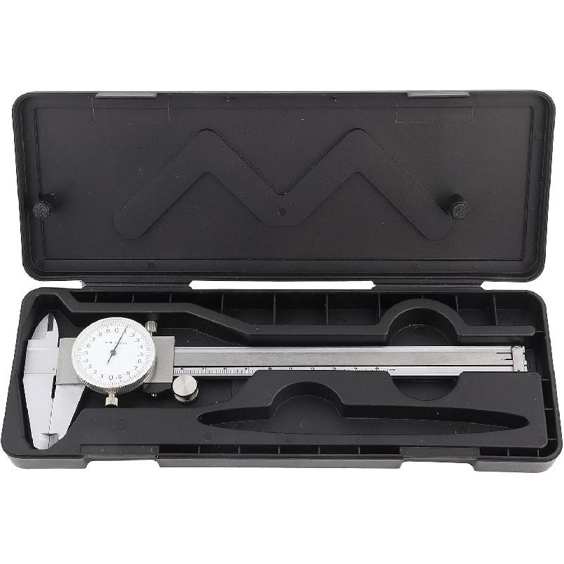 Dial Indicator Caliper 0-6"/150mm Metric Standard mm, Stainless Steel Dial Caliper, Shockproof Measuring Micrometer, Head Lockable 0.02mm Accuracy