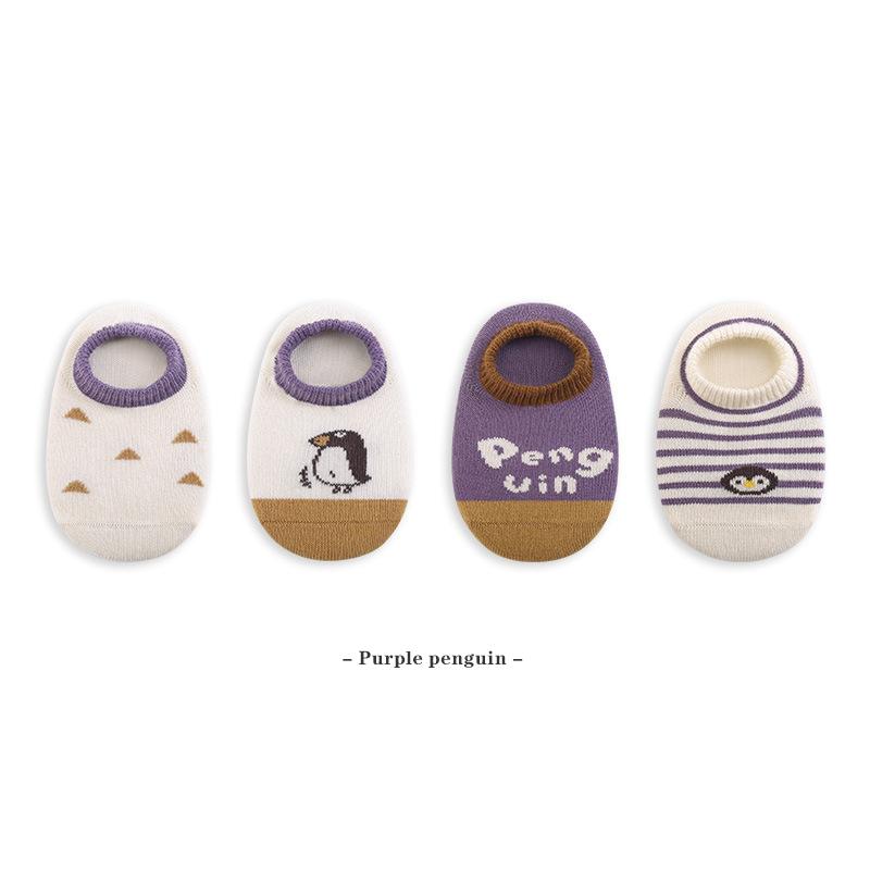 4 Pairs/Set Summer Children'S Boat Socks Non-Slip Cartoon Baby Floor Socks Thin Mesh Coton Kids Socks For Boys And Girls