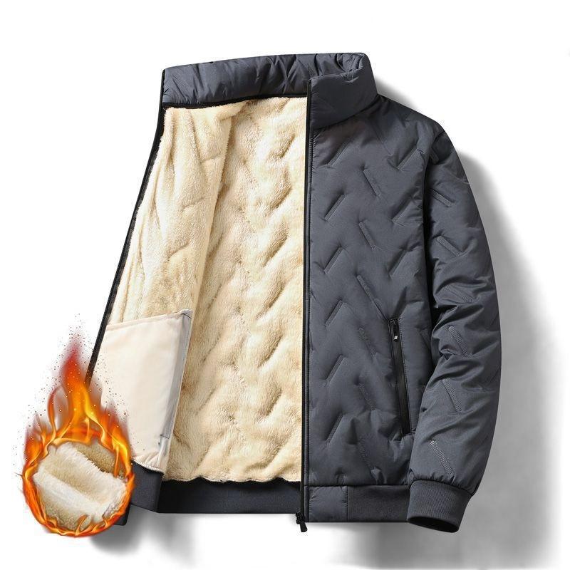 Winter Warm Lambskin Cotton-padded Clothes, Men's Outerwear, Thickened and Loose Top with Fleece, Plus-size Men's Cotton-padded Clothes