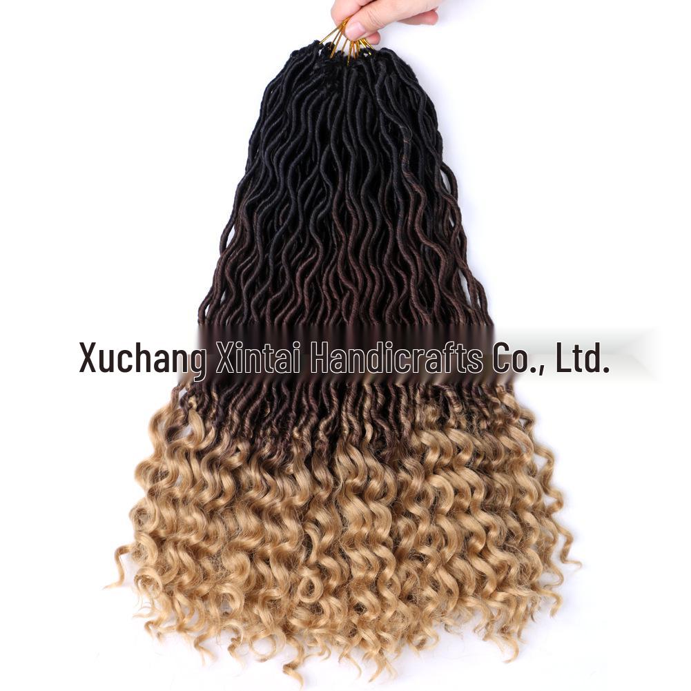 Farbverlauf Lange Lockige Perücke - Afrikanisch Europäisch Amerikanisch Faux Locs Synthetische Faser Extensions