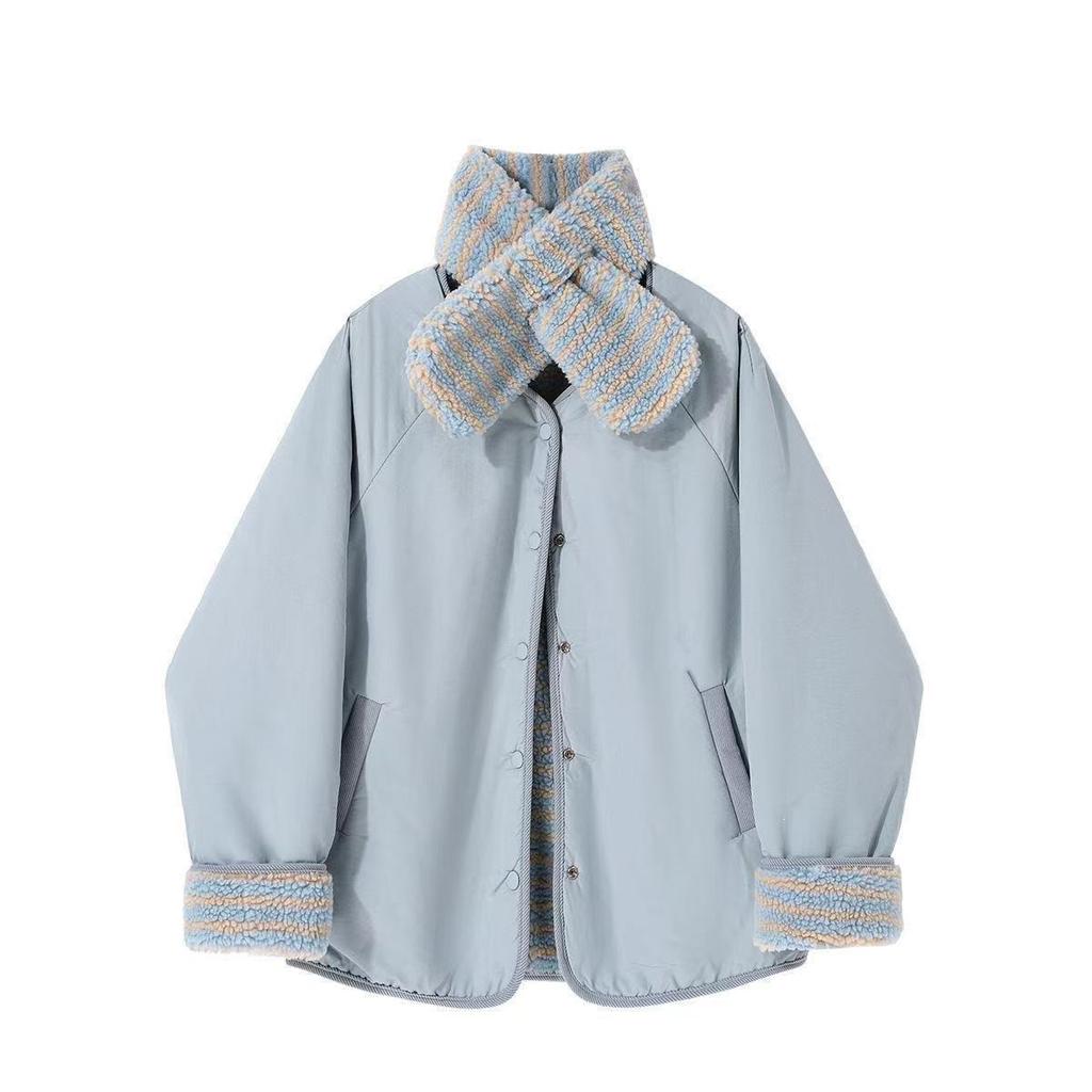 Double-sided cotton-padded clothes, fleece cotton-padded clothes, scarves, cotton-padded jackets, new warm and loose coats