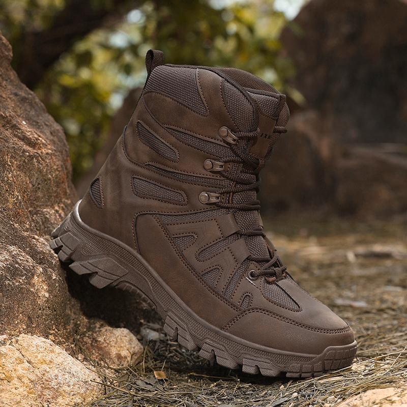 Men Outdoor Hiking Shoes High Top Waterproof Men's Tactical Boots Large Size 47 Sneakers Hiking Boots Non Slip Motorcycle Boots