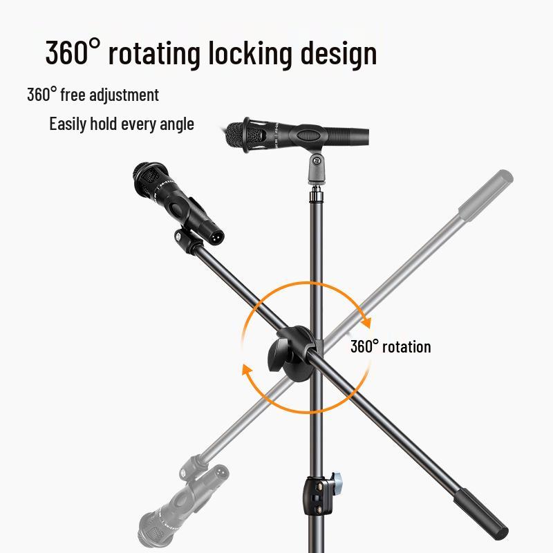 Universal Floor-Standing Metal Microphone Stand with Retractable Clip