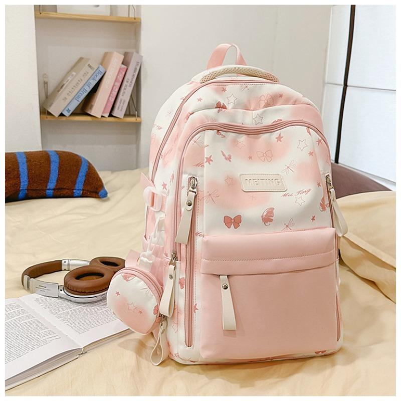 

The new Japanese ins highvalue, fresh, sweet and cute butterfly graffiti backpack, lightweight backpack for junior high school students