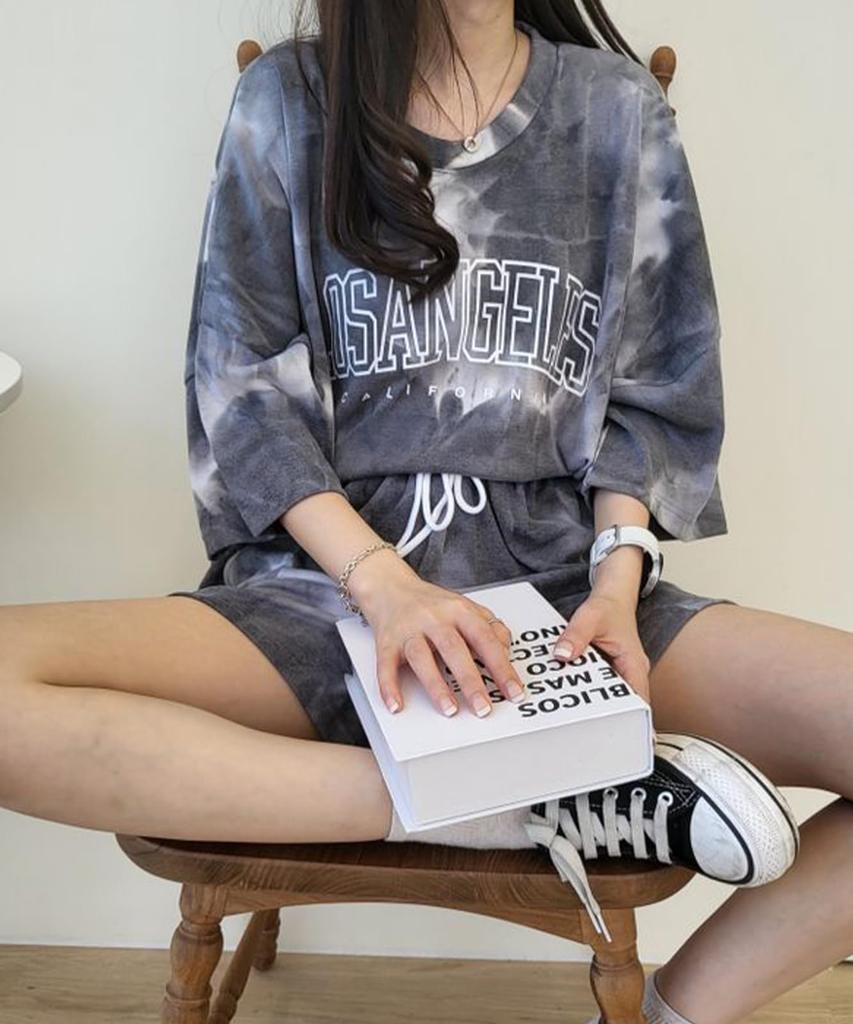 Doors Print and Shorts Oversized Lightweight Summer Cute Korean Thin Loose Perfect for and Cool Size Women's Tie-Dye T-Shirt Set, Fit, Wear,