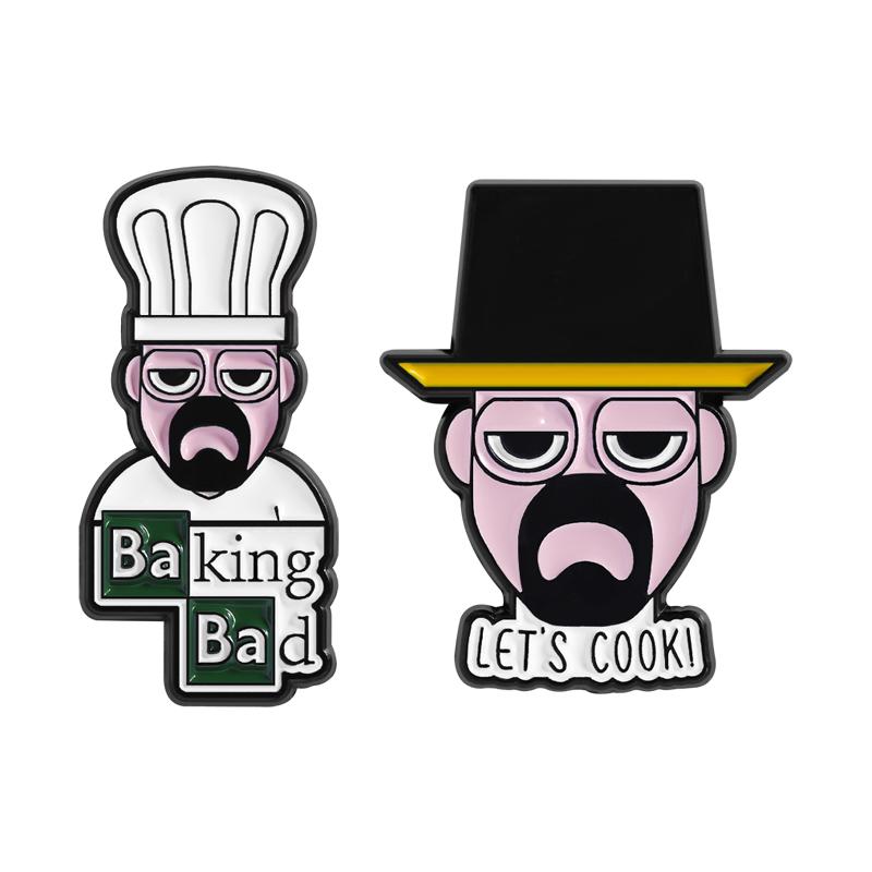 Baking Bad Cook Enamel Pins Custom TV Character Chemistry Teacher Brooches Lapel Badges Jewelry Gift for Fans Friends