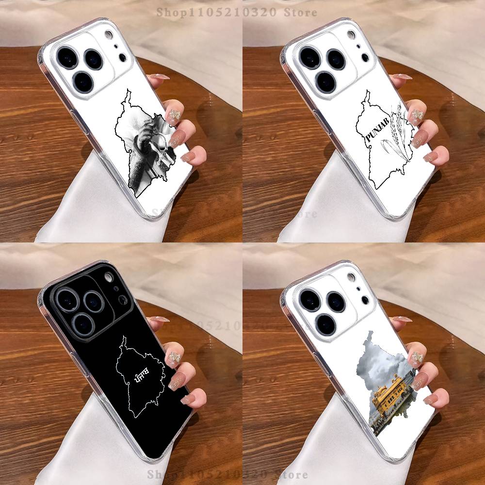 Punjab Map Phone Case For iPhone 17,16,15,14,13,12,11 Pro,Max,Plus,X,XS,XR,SE4,E Mini Transparent Soft Cover