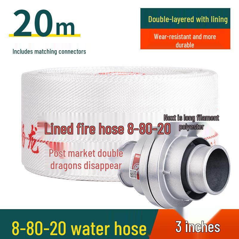 2,5-Zoll Typ 8 Hochdruck-Feuerwehrschlauch, 65 Nationalstandard, Erhältlich in 20/25 Metern, mit Polyurethan-Wasserschlauch, Tasche und Pistolenkupplung