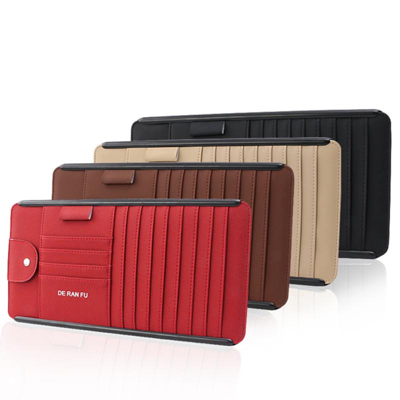 Buy Car Leather Multifunction CD Storage Box Car Sun Visor CD Case For