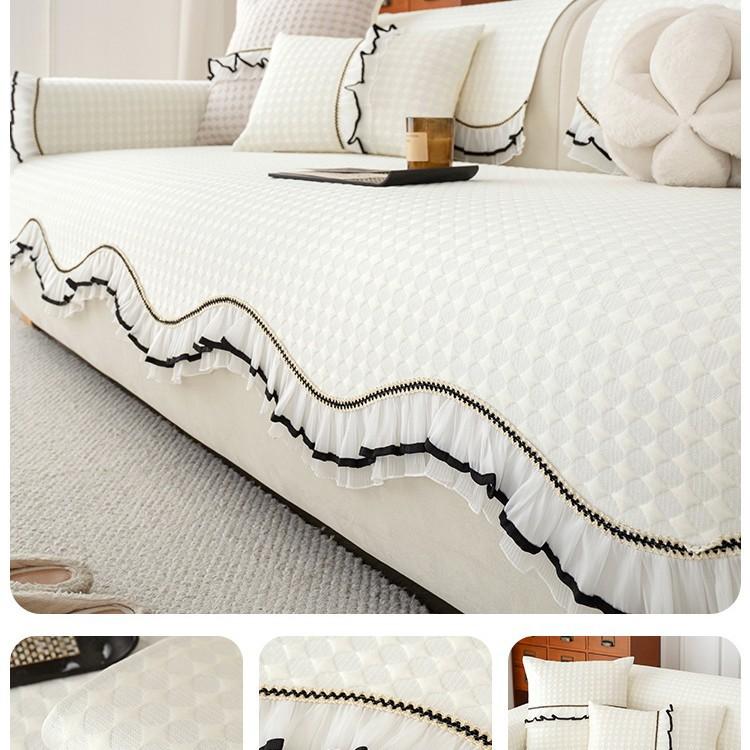 

Summer Sofa Cushion New Cool Ice Silk High-End Skirt Sofa Seat Cushion Straight Row Sofa Cover Cover Cloth 70*70cm