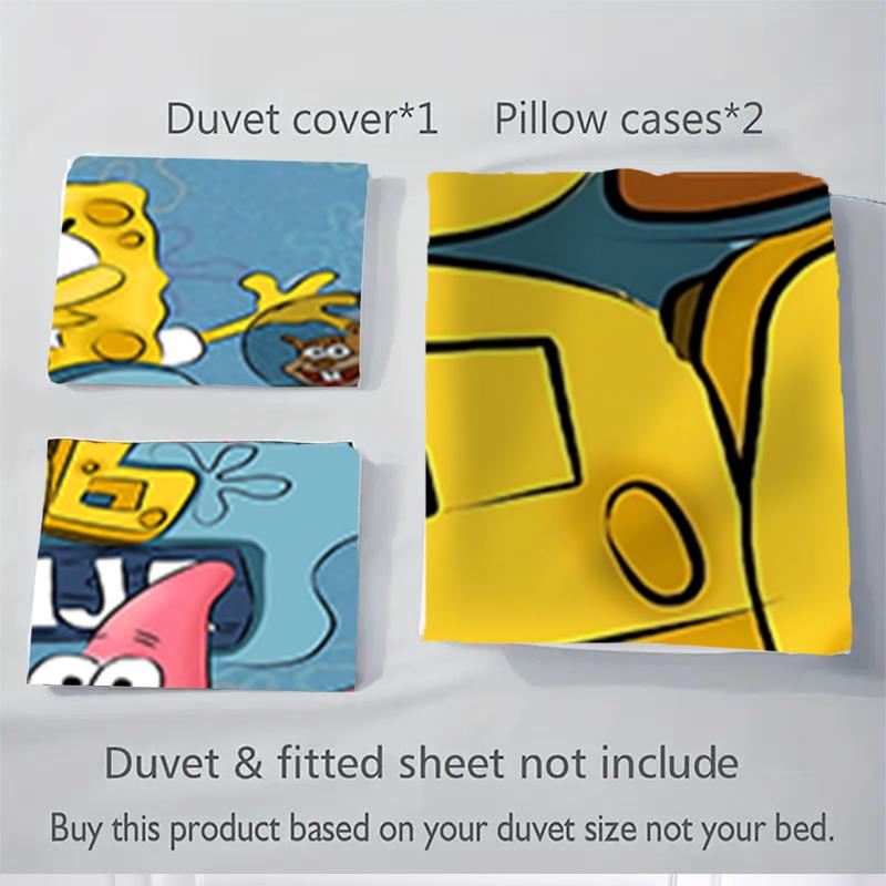 3Pcs Spongebob Squarepants Adventure Bedding Sets For All Sizes New 3D Printed Bed Cover Comforter Duvet Cover Pillowcase Bedroom Decoration