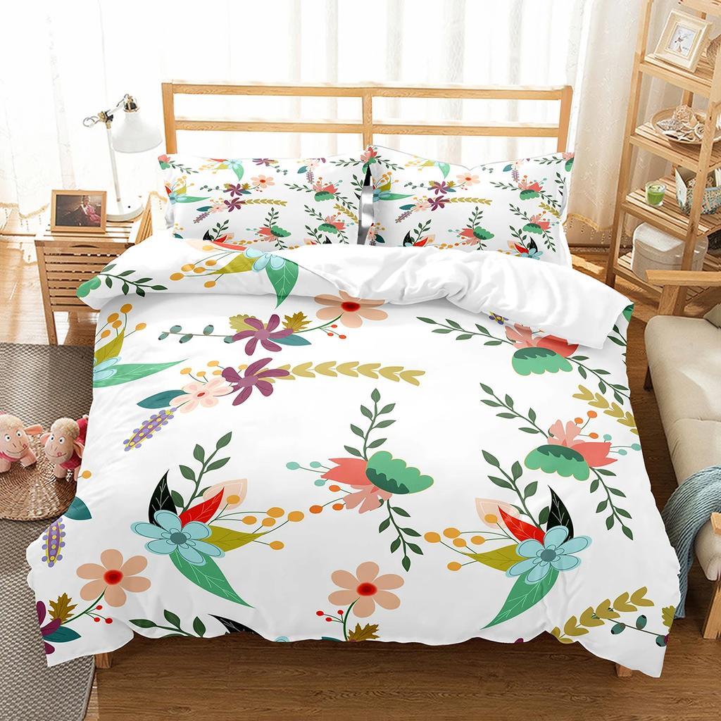 Botanical Flower Duvet Cover Single King Size Garden Leaves Floral Bedding Set Polyester Nature Theme Quilt Cover For Girl Women