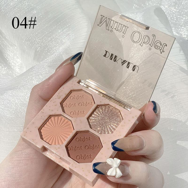 Palette di ombretti mini a 4 colori, finitura opaca e scintillante a lunga tenuta, ombretto altamente pigmentato per il trucco quotidiano degli occhi