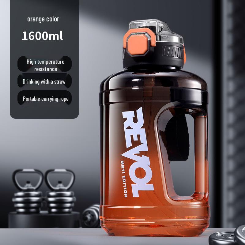 Large Capacity High-Temperature Resistant Plastic Sports Water Bottle with Straw 1600ml