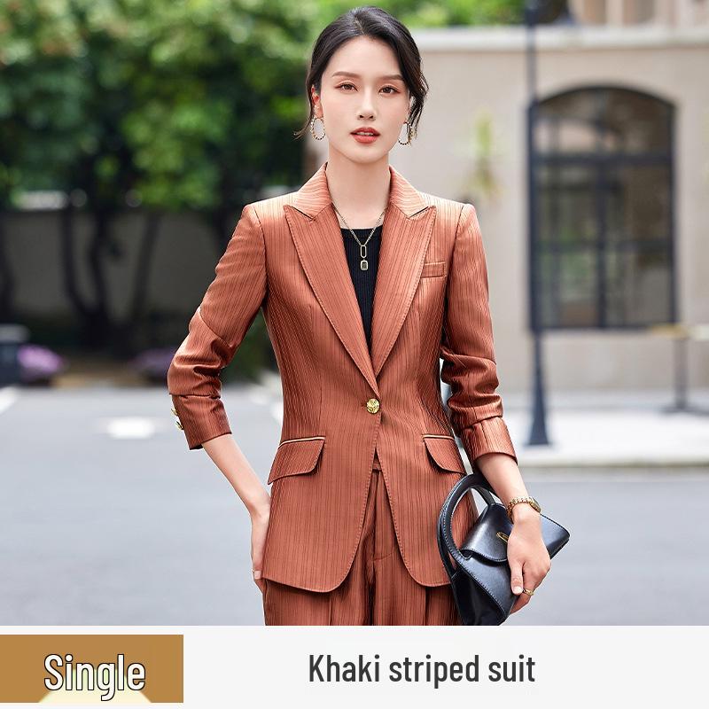 Zihong High-End Acetate Satin Striped Suit Jacket 2024 - Spring/Autumn Goddess Workwear.