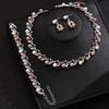 Pearl Earrings Necklace Bracelet Three-Piece Women'S Jewelry Set Dress Accessories