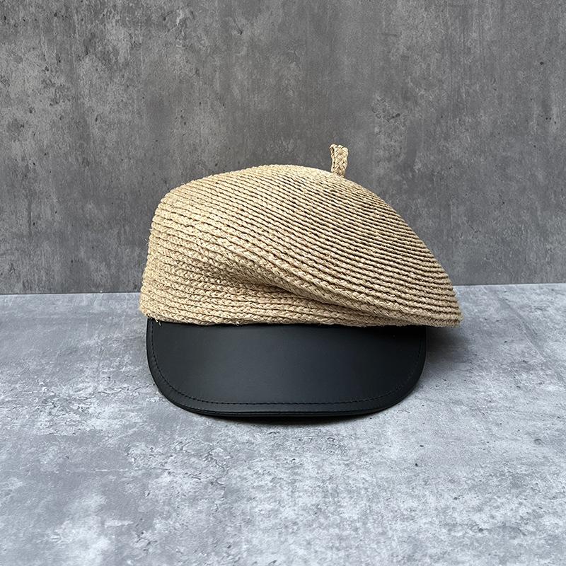 25 Niche Retro Raffia Hat Women'S Summer Vacation Sun Hat Showing Face Small Cap