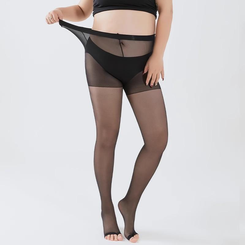 Übergröße Hochelastische Sandalenstrumpfhose Sommer Ultradünne Damen Sheer Nylon Strumpfhose mit offenem Zeh Anti-Haken Fußlose Strümpfe