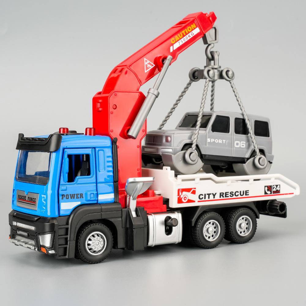 1:32 Scale Timber Transportation Crane Model Toy Music Light Pull Back Engineering Vehicle Models Diecast Metal Toys for Kids