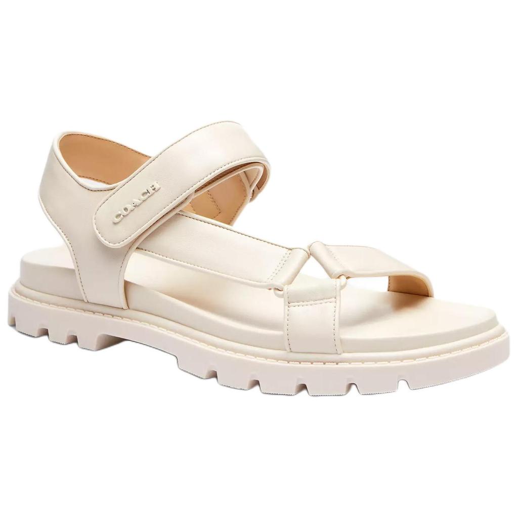 Coach Sport Leather Open Toe Flat Slide Sandals Women Sandals Chalk-White CAP70-CHK