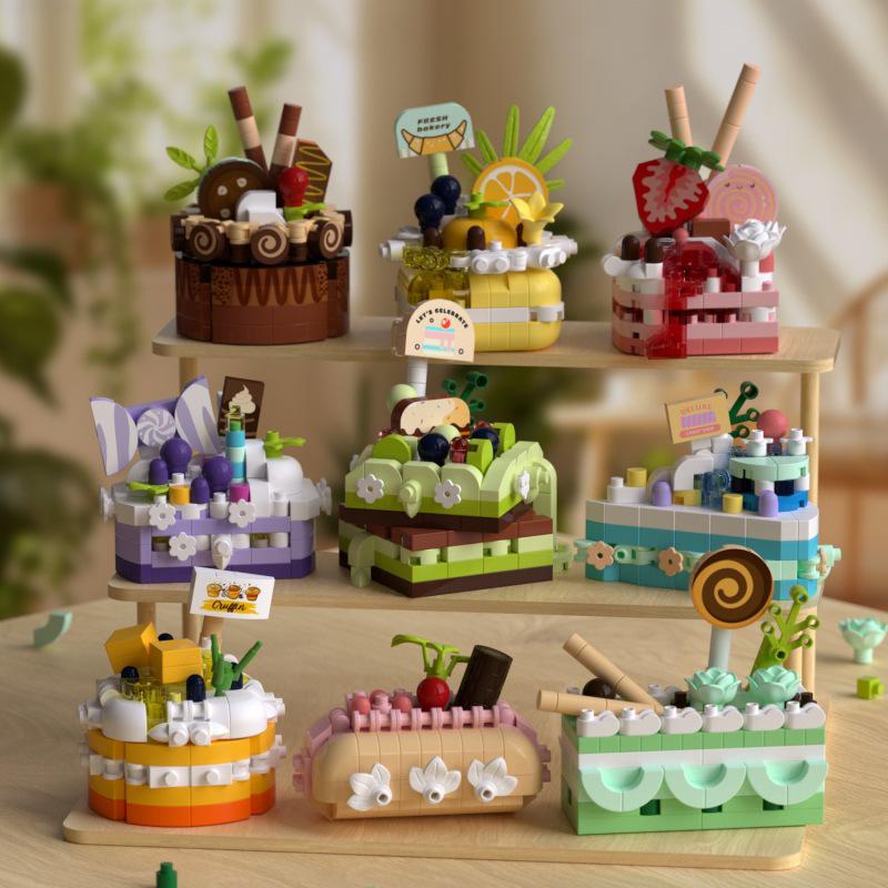 Chaolechuang LEGO-Compatible Birthday Cake DIY Building Blocks - Desktop Ornament Gift Toy