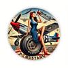 Vintage Airplane Metal Tin Sign P51 Mustang Wall Decor for Man Cave Garage