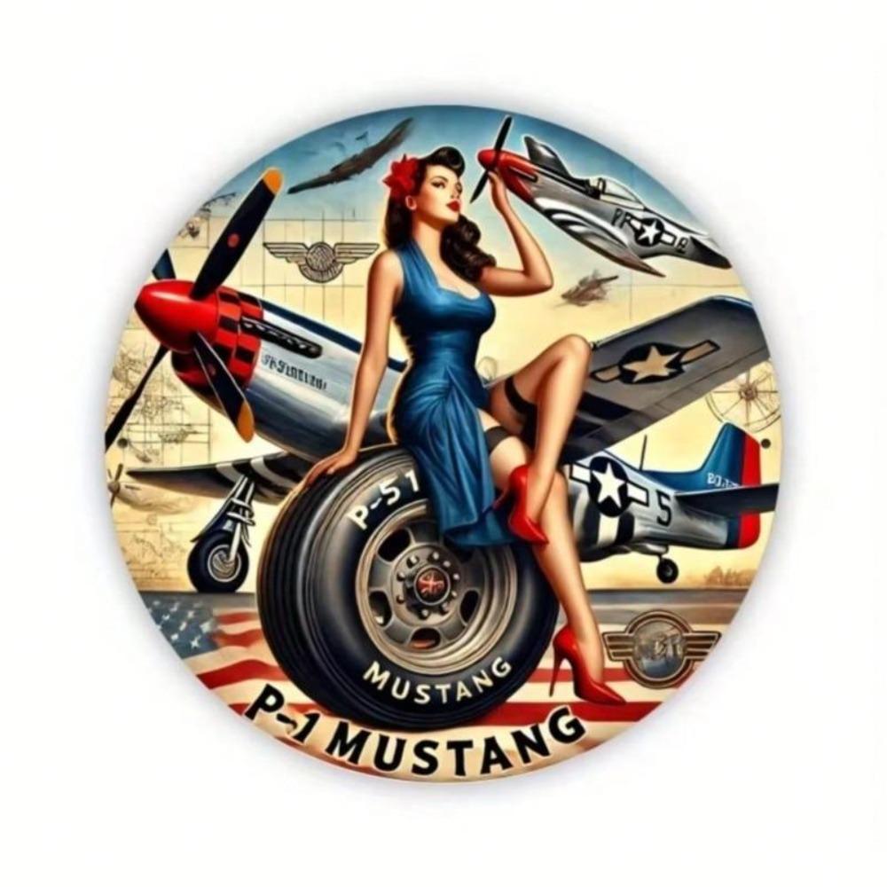 Vintage Airplane Metal Tin Sign P51 Mustang Wall Decor for Man Cave Garage