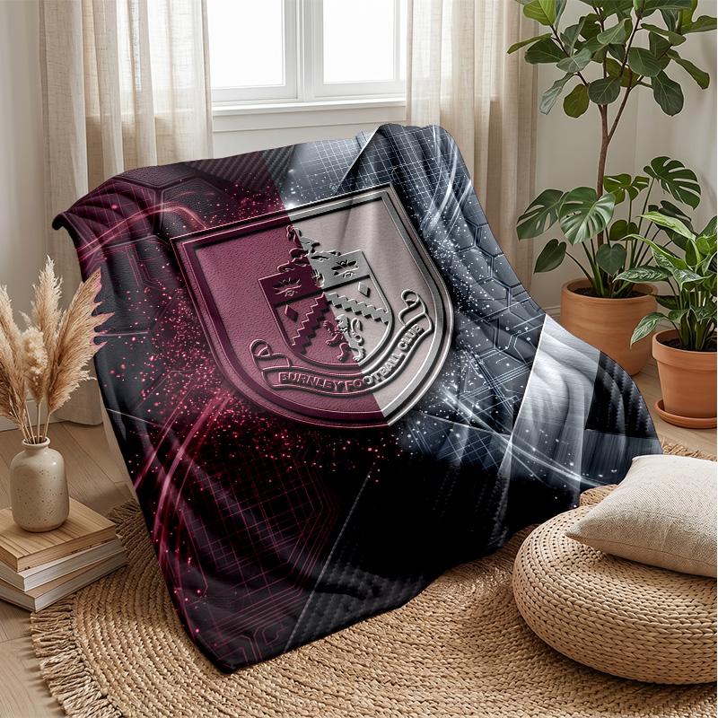 Burnley Football Print Flannel Blanket, Soft Warm Lightweight Throw Blanket for Sofa Bed Camping
