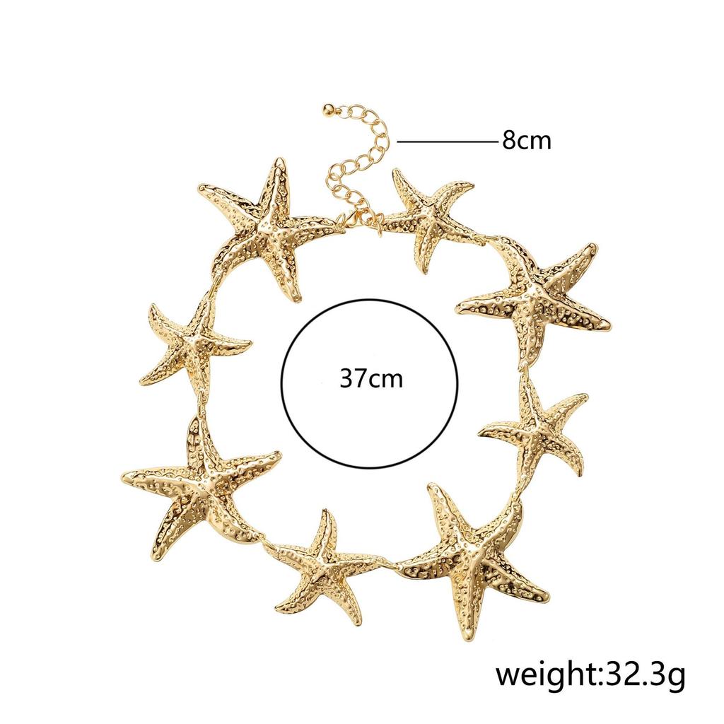 Temperament exaggerated starfish necklace fashion seaside vacation style earrings metal suit accessories women