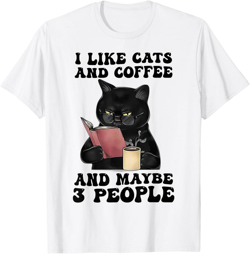 I Like Cats And Coffee Maybe Even More Than That And Im Willing To Accommodate 3 People Tshirt