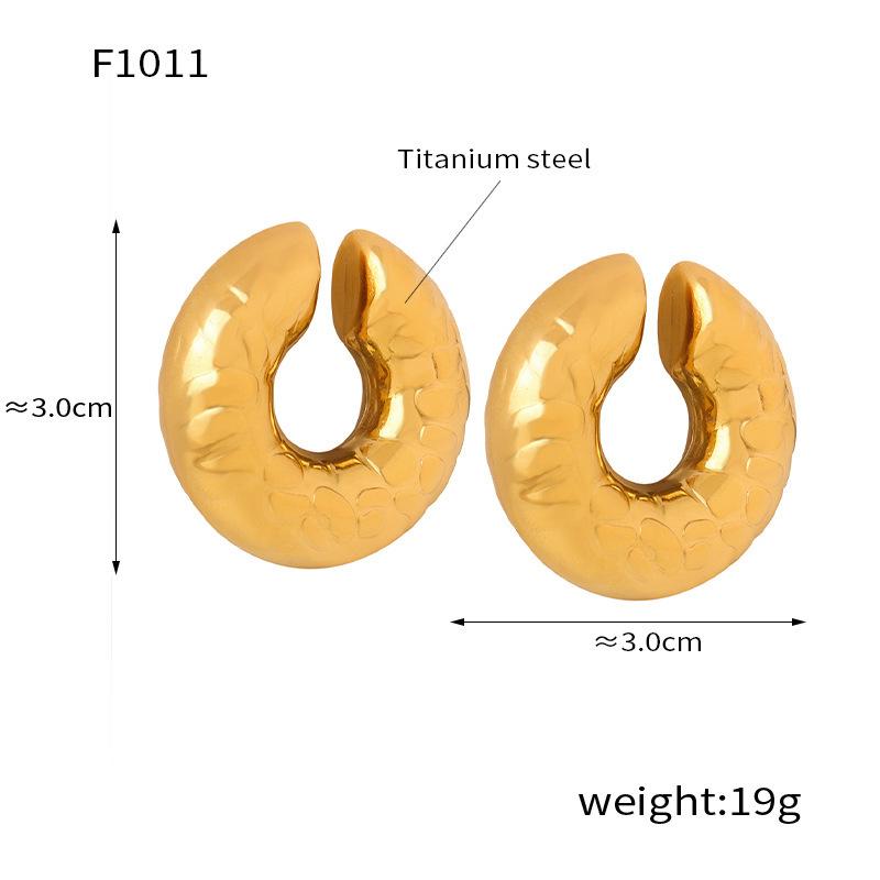 Fashion And Popular Retro Earrings Titanium Steel Plated 18K Gold Weight Color Glaze Ear Clips French Light Luxury Design Earrings Series