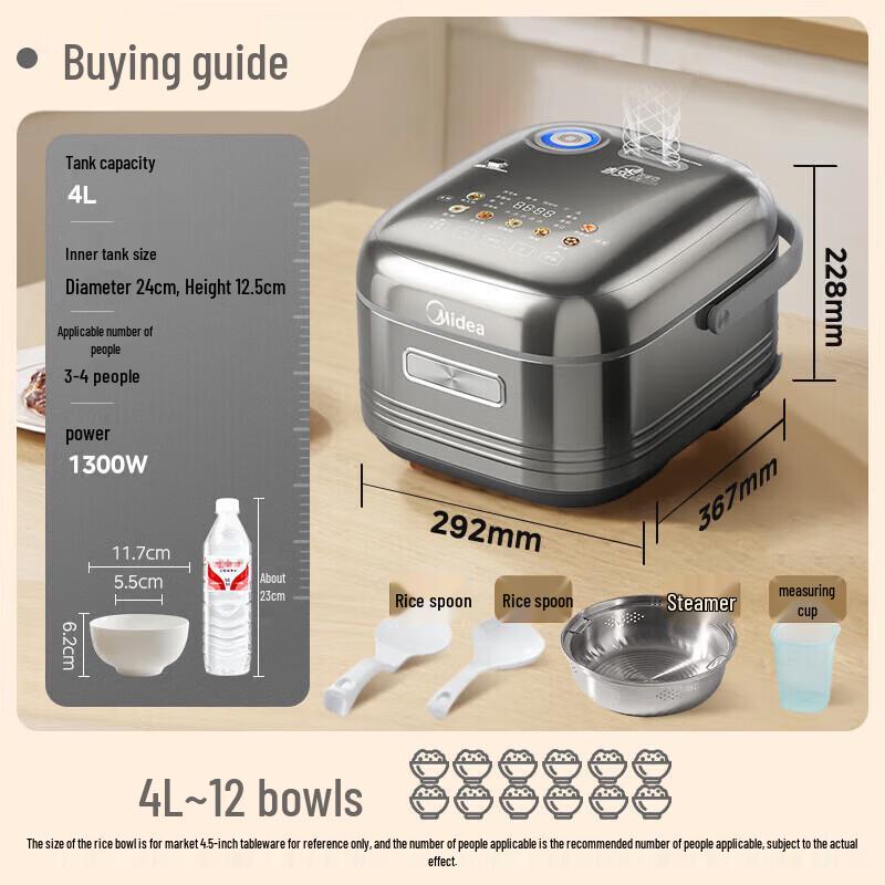Midea IH 0-Coating Stainless Steel Rice Cooker CN plug (adapter included)