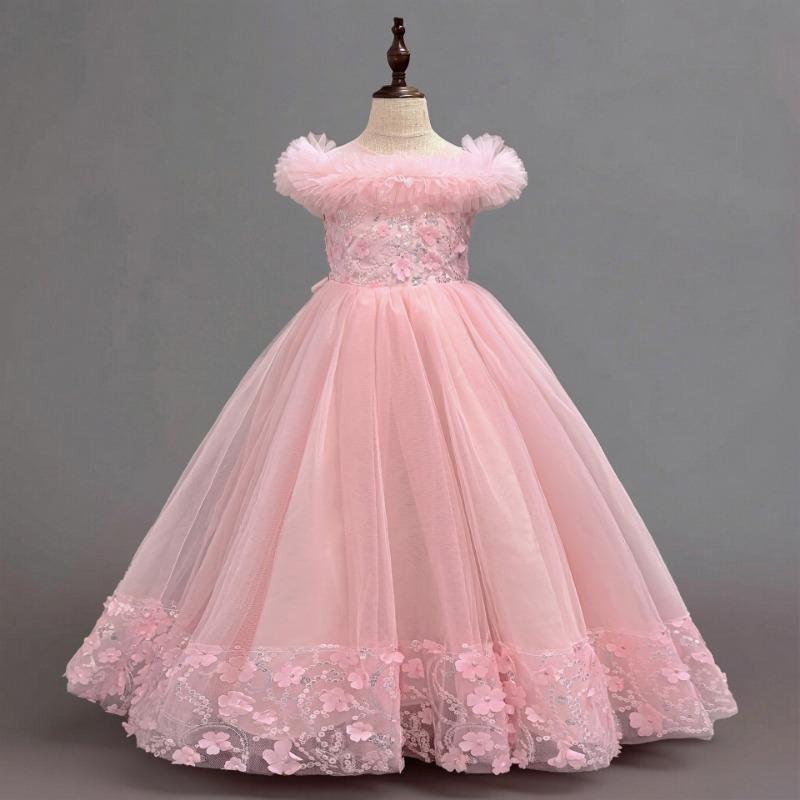 Girls Navy Blue Tulle Princess Ball Gown Flower Girl Dress