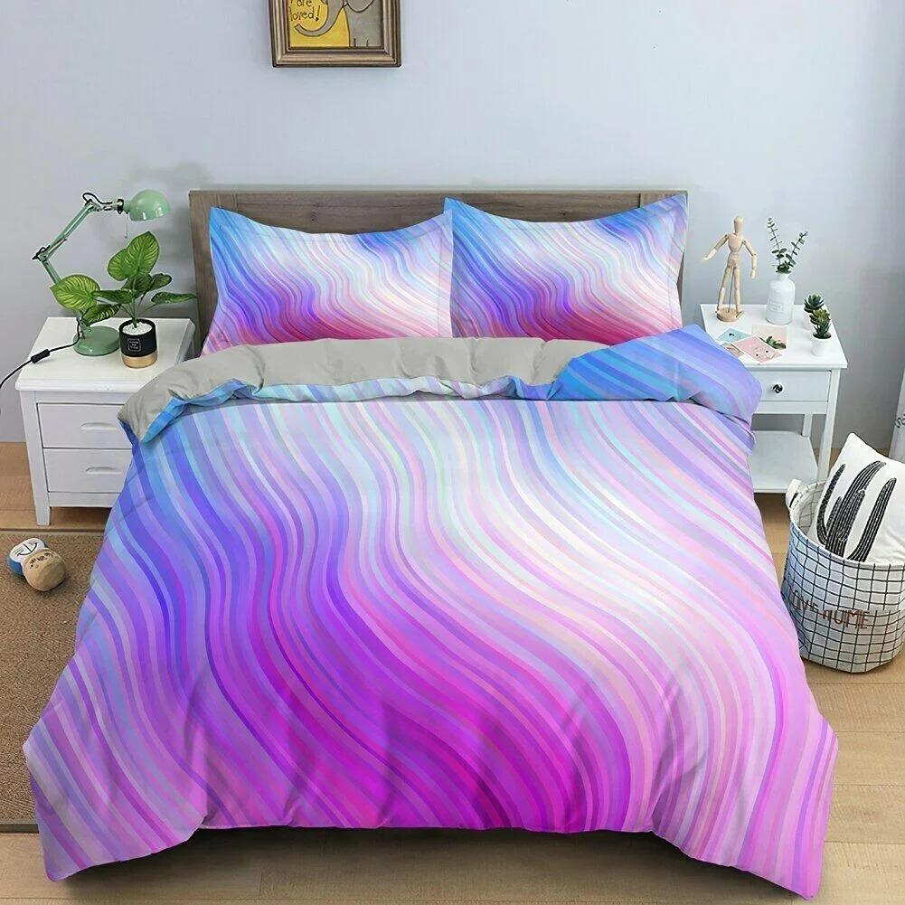 3D Modern Pattern Bedding Set Duvet Cover Set Pastel Rainbow Marble Printed Comforter Cover Polyester Bedding Set 12Pillowcase
