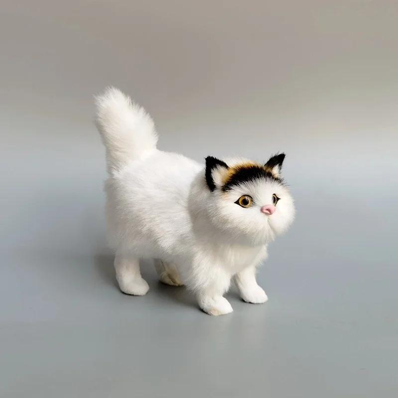 Cute Faux Plush Simulation Cat Animal Model Crafts Car Ornaments Gifts Home Decoration Children's Birthday Party Gift Supplies