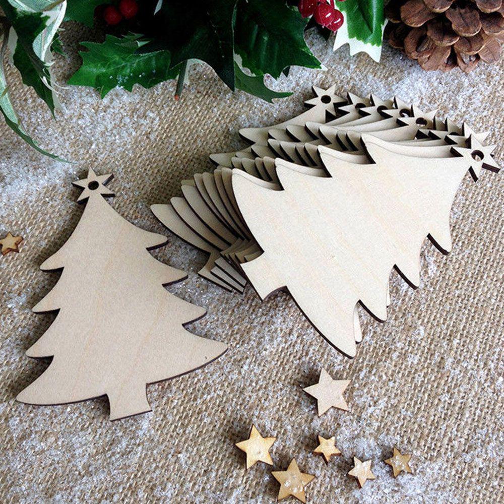 10pcs Party Supplies Gift DIY Christmas Decor Wood Tree Ornaments Pendant Decorations