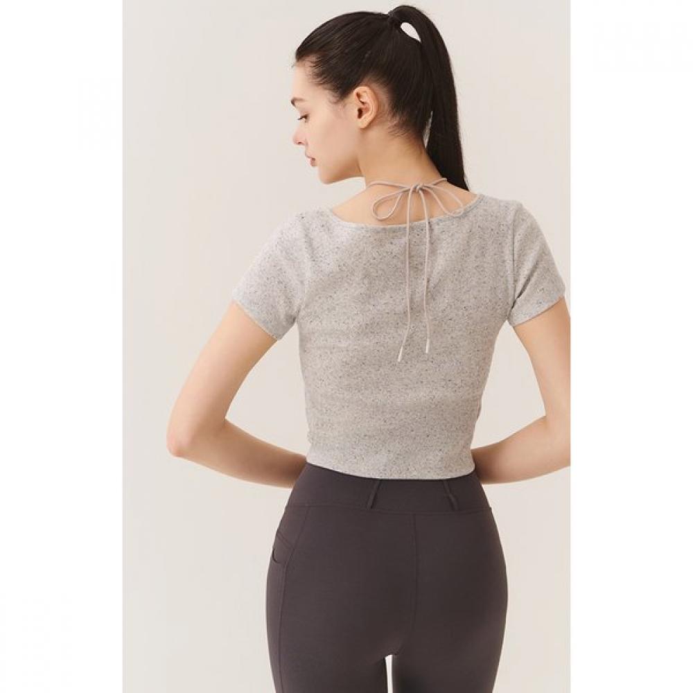 HuiT Nep Rib FronT Shirring HalTer Neck T shirT hTwTs5k05T