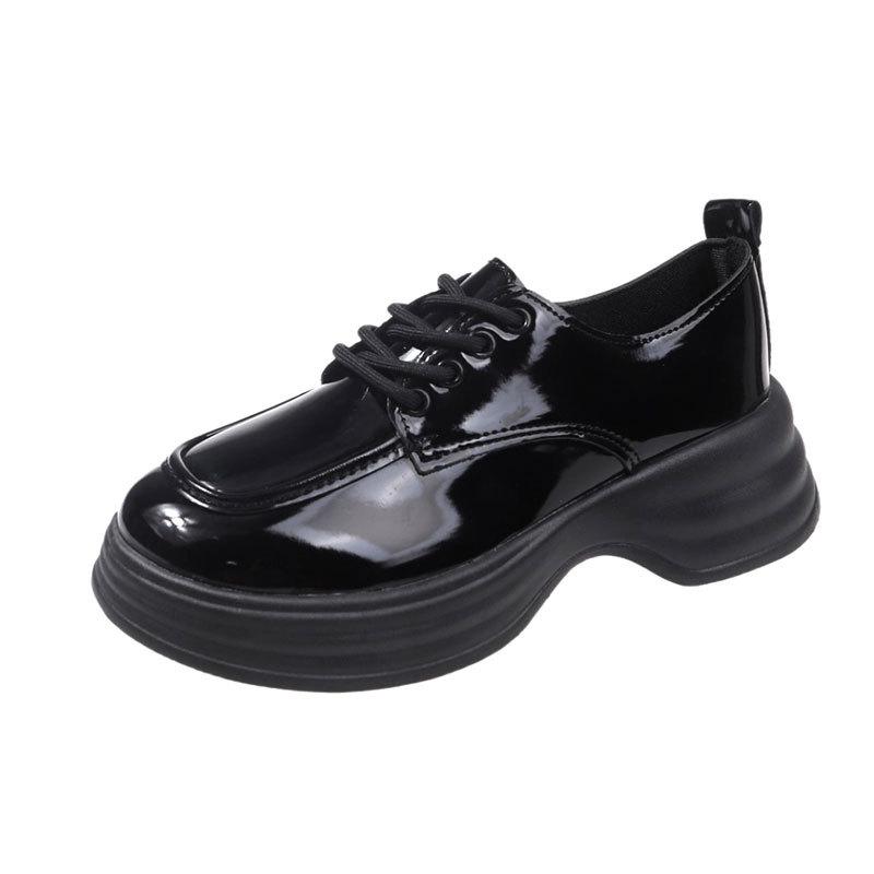 British Style Platform Small Leather Shoes Women's Spring and Autumn 2025 New Versatile Round Head Heightening Lace-up Jk with Skirt Single Shoes