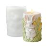 Easter Candle Mold Silicone Embossed Bunny Floral Pattern Cylindrical Candle Making Mold Easter Party Supplies