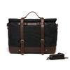 Large Capacity Men's Portable Travel Bag Outdoor Waterproof Luggage Bag Oil Wax Canvas with Crazy Horse Cowhide Crossbody Bag