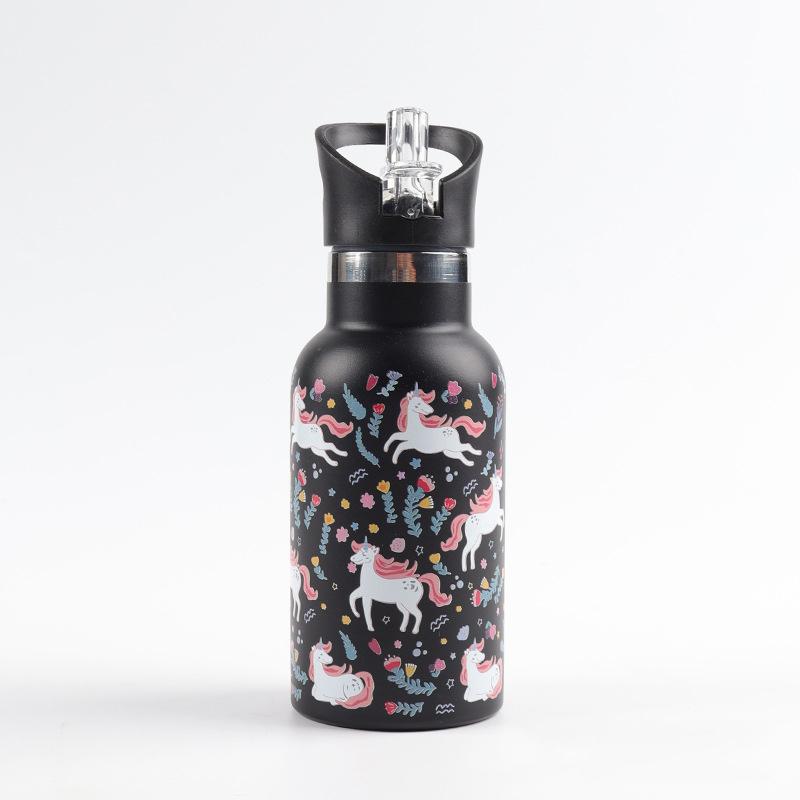 Stainless Steel Double-Wall 12 Oz 350 Ml Insulated Water Bottle Kids School Flasks with Modern Design Handgrip Travel Thermos