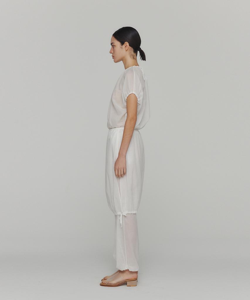 Amomento Sheer Volume Shirring Top_White