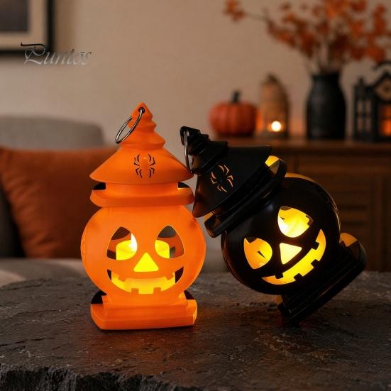 Safe Indoor Pumpkin Light Halloween Castle Lantern, Handheld Glowing Jack O Lantern Lamp for Kids, Spooky Party Decoration Prop, Night Toy Warm White