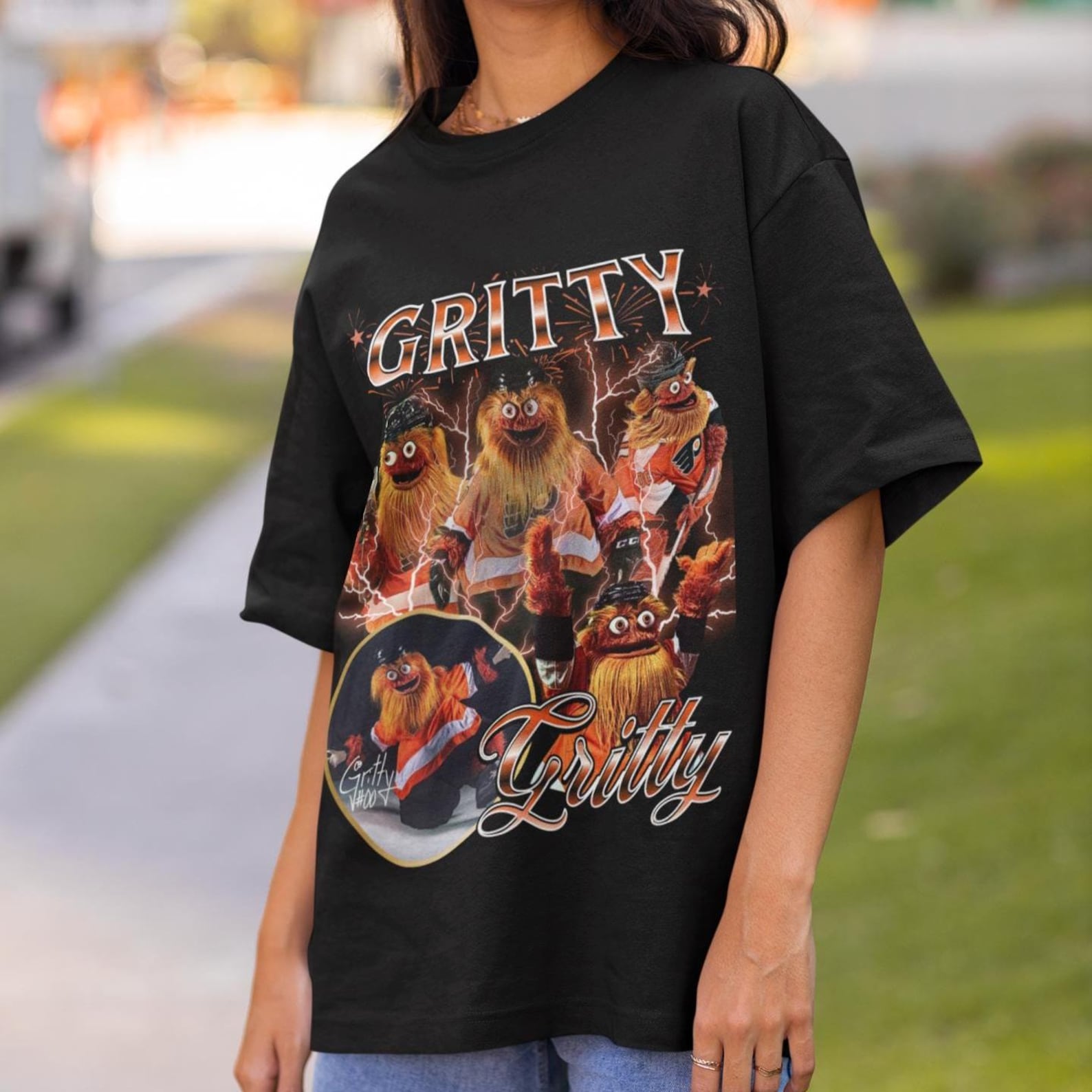 Gritty Philadelphia Flyers Shirt Vintage Flyers NHL Fan Hockey Design Retro Bootleg Gift Classic Graphic Tee Unisex T-Shirt Limited Edition S