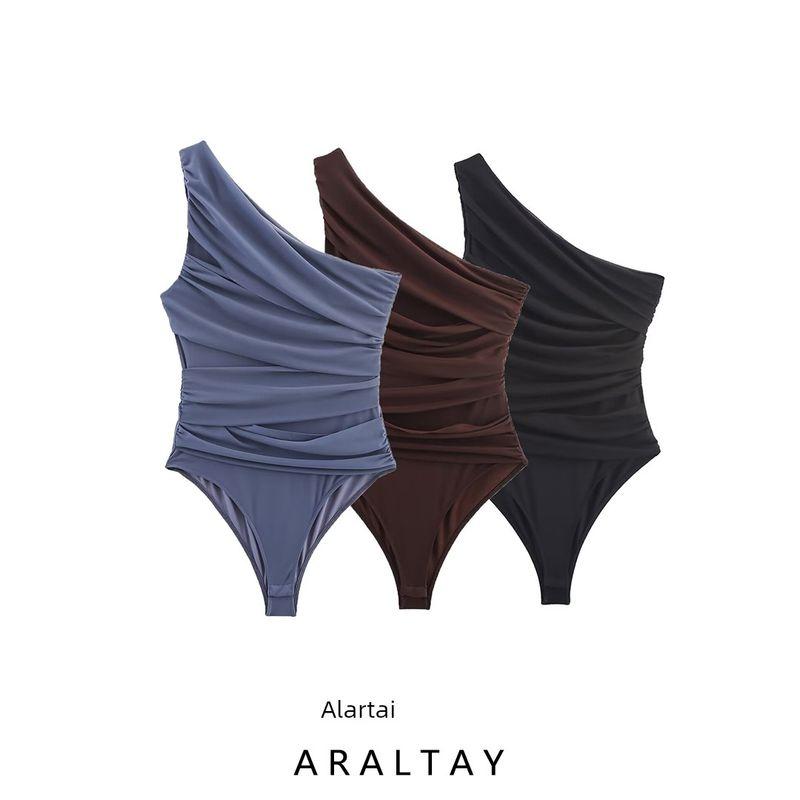 Araltay New Arrival Fashion Style Women's Clothing Fashion All-Match Asymmetric Fold Silk Net Jumpsuit 5039831