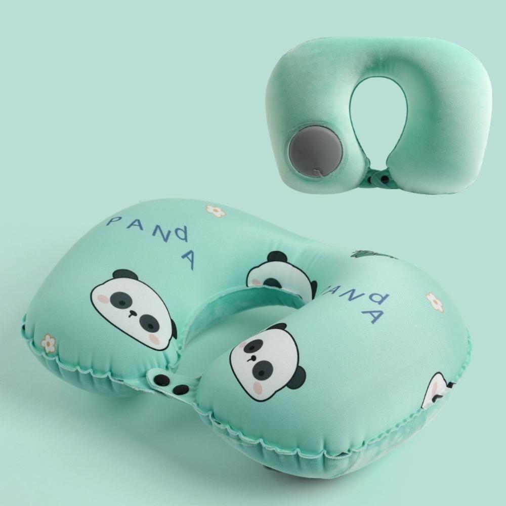 

Портативная U-образная надувная подушка для шеи, подголовник, воздушная подушка с мультяшным рисунком, супер легкая дорожная подушка для автомобиля зелёный