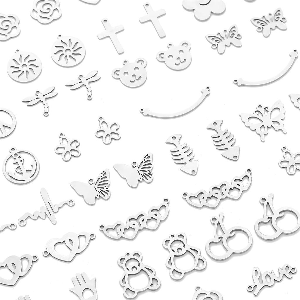 4 buc/sac de înaltă calitate, netedă, oțel inoxidabil 304, brelocuri, inimă, fluturi, flori, pandantive, pentru coliere personalizate, brățări, bijuterii, bricolaj.