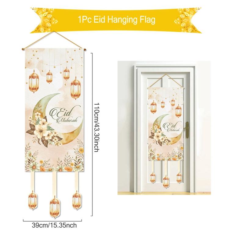 Eid Mubarak Dekobanner 2026 Kareem Ramadan Deko für Zuhause Ramadan Mubarak Hängende Flagge Islamische Muslimische Party Deko Eid Al Adha