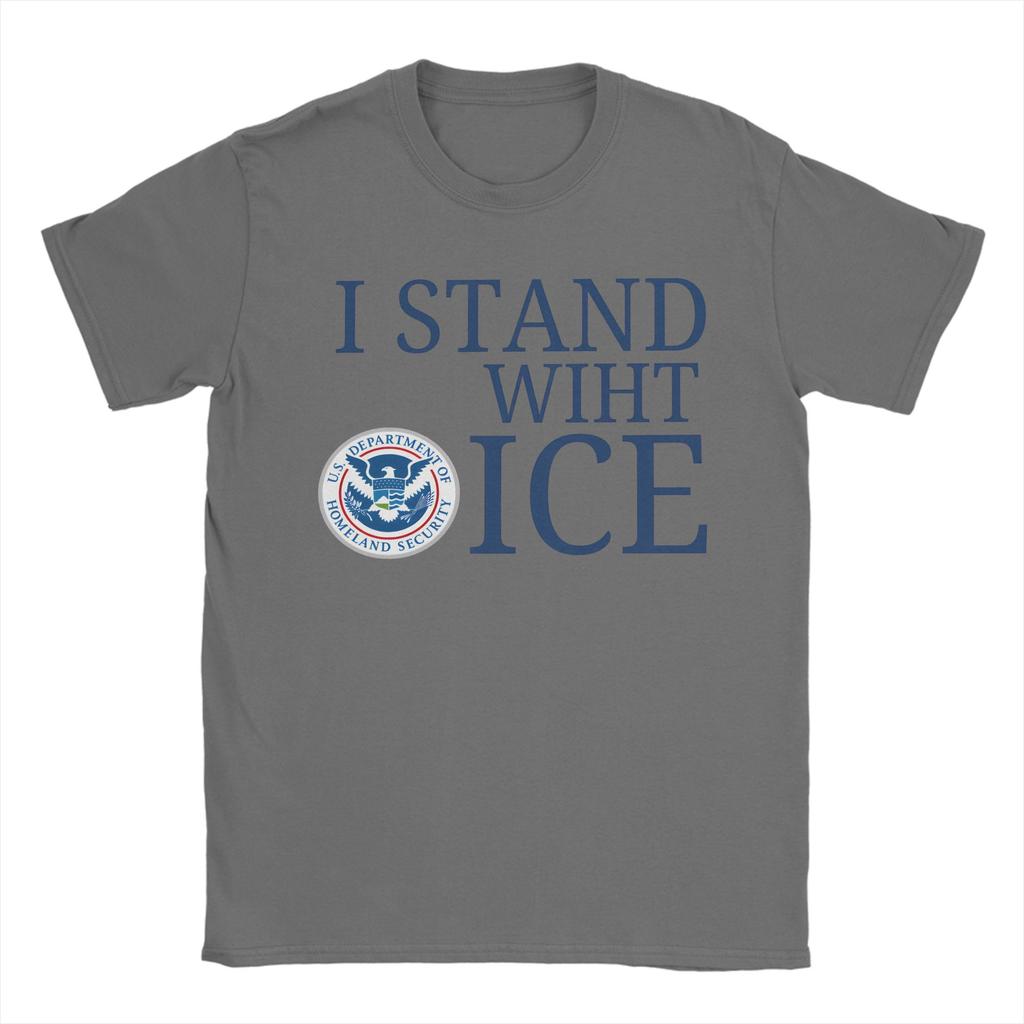 Unisex I Stand With Ice United States Immigration and Customs EnforceUnisext T Shirt Cotton Clothes Short Sleeve Tees Summer TShirts