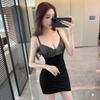 Spice Girl sequined slim-fit suspender dress, new splicing sexy low-cut backless slim hip skirt